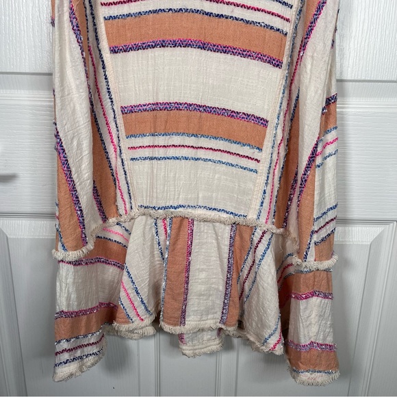 Anthropologie Holding Horses Elira Striped Boho Dress Sz S Frayed Trim - Picture 4 of 13
